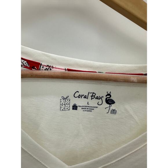 Coral Bay Off White‎ Margarita V-Neck Tee T-Shirt Women's Size Large L NWT - Picture 4 of 8